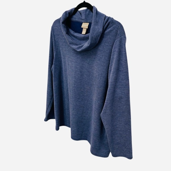 Chico’s super soft blue striped cowl neck pullover sweater Size XL - Picture 5 of 11